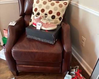 Leather Chair, Decorative Pillows, Shoe Collection