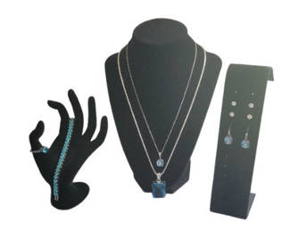 Lot 36: Turquoise Jewelry Collection with Necklaces, Bracelet, Ring, and Earrings