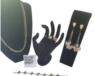 Lot 2: Sterling Silver and Silver Tone Jewelry Lot with Purple Topaz, Agate, Earrings, Bracelet, and Necklaces