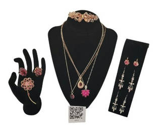 Lot 9: Pink fashion jewelry collection with floral motifs