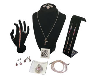 Lot 33: Assorted Pink and Silver Jewelry Collection