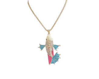 Lot 44: Betsy Johnson fish-shaped rhinestone pendant necklace with turquoise fins