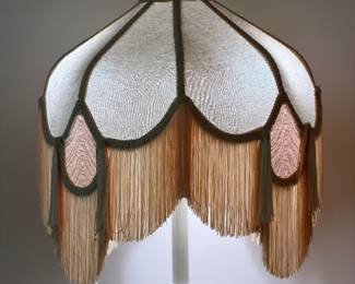 Victorian Style Floor Lamp with Fringed Fabric Shade