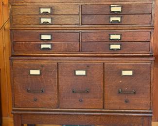 Antique Oak Apothecary File Cabinet