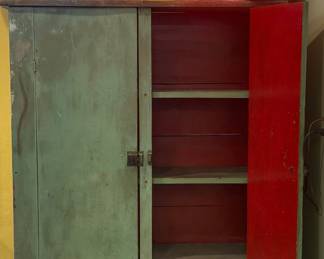 Vintage Rustic Painted Wooden Storage Cabinet
