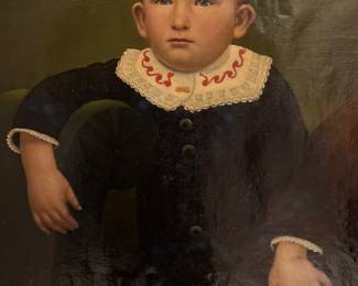 Vtg Oil Portrait Of a Young Child