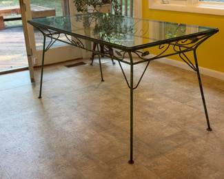 Wrought Iron & Glass Dining Table