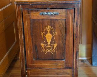 Antique Inlaid Coal Scuttle/Kindling Cabinet