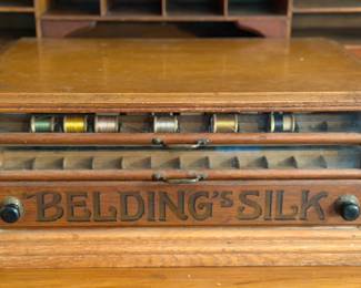 Antique Belding's Silk Countertop Thread Cabinet/Display