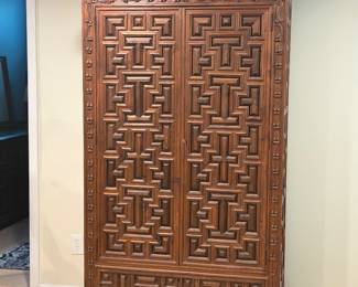 Large Spanish Revival Hand Carved Armoire