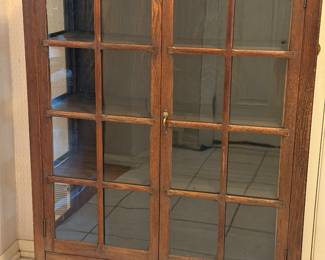 Mission Oak Glass Door Bookcase with Glass Doors