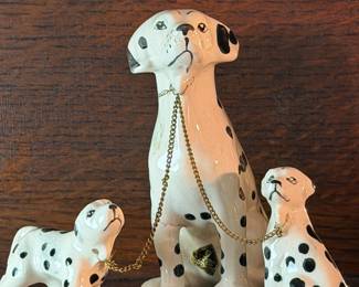 Vtg Ceramic Dalmatian Dog Family Figurine