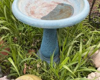Bird bath and pots