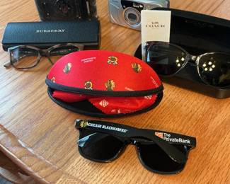 Coach, Burberry and Blackhawk glasses, cameras