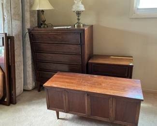 Another picture of the chest of drawers, nightstand and vintage hope hest