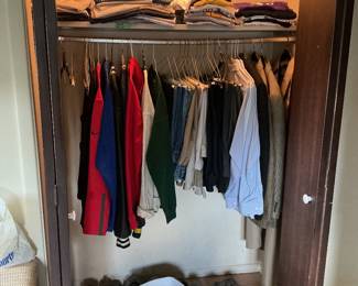 More men’s shirts, shoes and pants, shorts