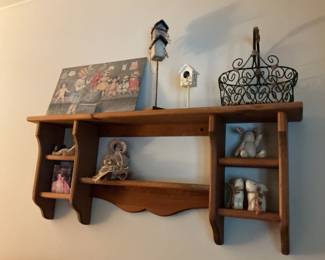 Wooden shelf with holiday decor