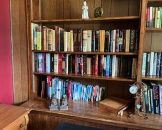 More great books, antique paper cutter, decorative metal clock