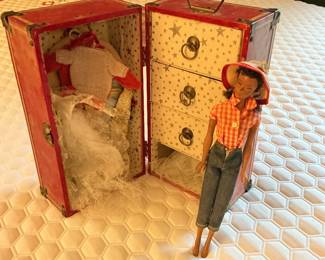 Black Barbie with case and clothes