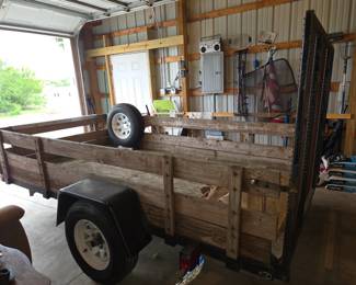 14' utility trailer, solid, heavy duty, drop ramp. 