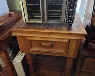 Butcher block and oven