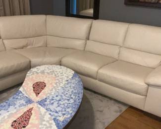 ITALsofa top grain vanilla leather sectional