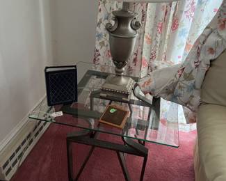 Glass Top End Table 1 of 2, Lamp