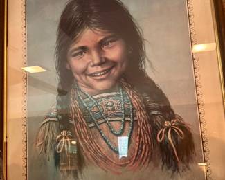 Vintage lithograph by Western artist, Bill Hampton titled sunshine