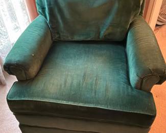 Green velvet accent armchair