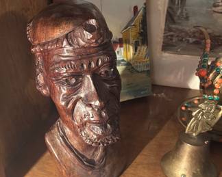 Hand Carved Wooden Bust