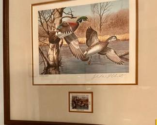 New Hampshire state print featuring Wood ducks artist Richard Plasschaert