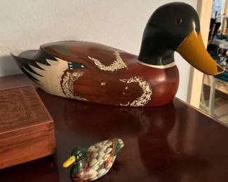 Vintage hand carved hand painted wood mallard duck decoy