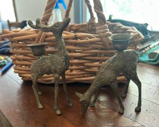Deer and Doe Brass candle holders