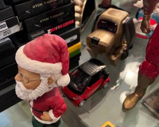 Santa bobbleheads, DVD's, VHS's