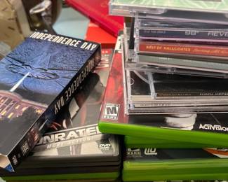 Xbox games, CD's, and DVD's