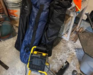 Camp chairs; worklight; hitches