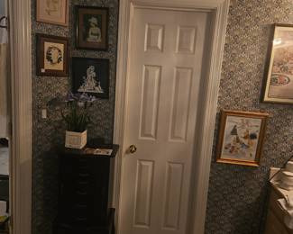 Jewelry Cabinet and various art