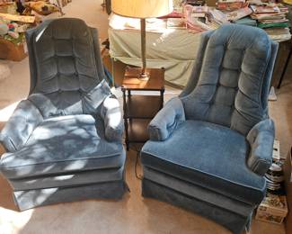 Vintage Blue Velvet Rockers
