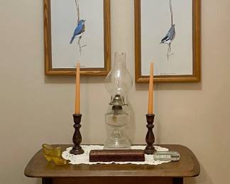 ACCENT TABLE, BIRD PRINTS
