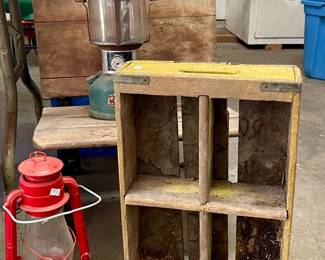 VINTAGE PEPSI WOOD CRATE, ANTIQUE SCHOOL DESK