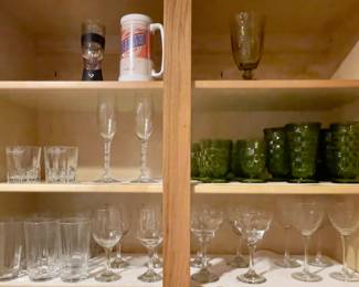 VINTAGE OLIVE GREEN GLASSWARE
