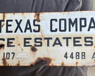 VINTAGE PORCELAIN TEXACO OILFIELD PIERCE ESTATE LEASE SIGNS