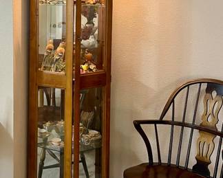CURIO CABINET, WINDSOR CHAIR