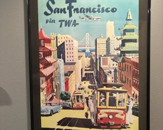 Highly Collectible  1950's TWA Travel Poster -  framed