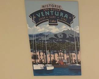 Historic San Buena Ventura vintage travel poster (possibly by artist Steve Thomas)