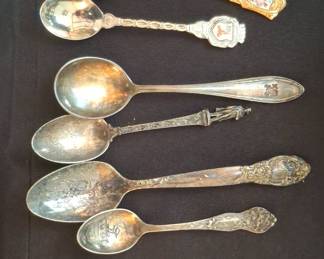 Collection of Sterling Silver and Silver-Plated Souvenir Spoons