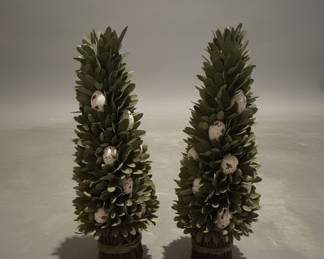 Artificial Boxwood Easter Egg Cone Topiary Trees