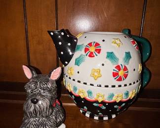 Mary Engelbreit "A Christmas Wish" Collection Scottie Dog Teapot