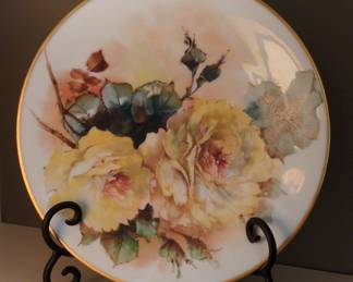 Vintage Hand-Painted Porcelain Rose Plate Signed Guyeau