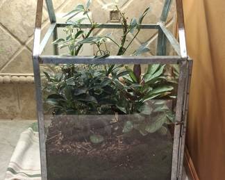 Galvanized Metal and Glass Greenhouse Terrarium